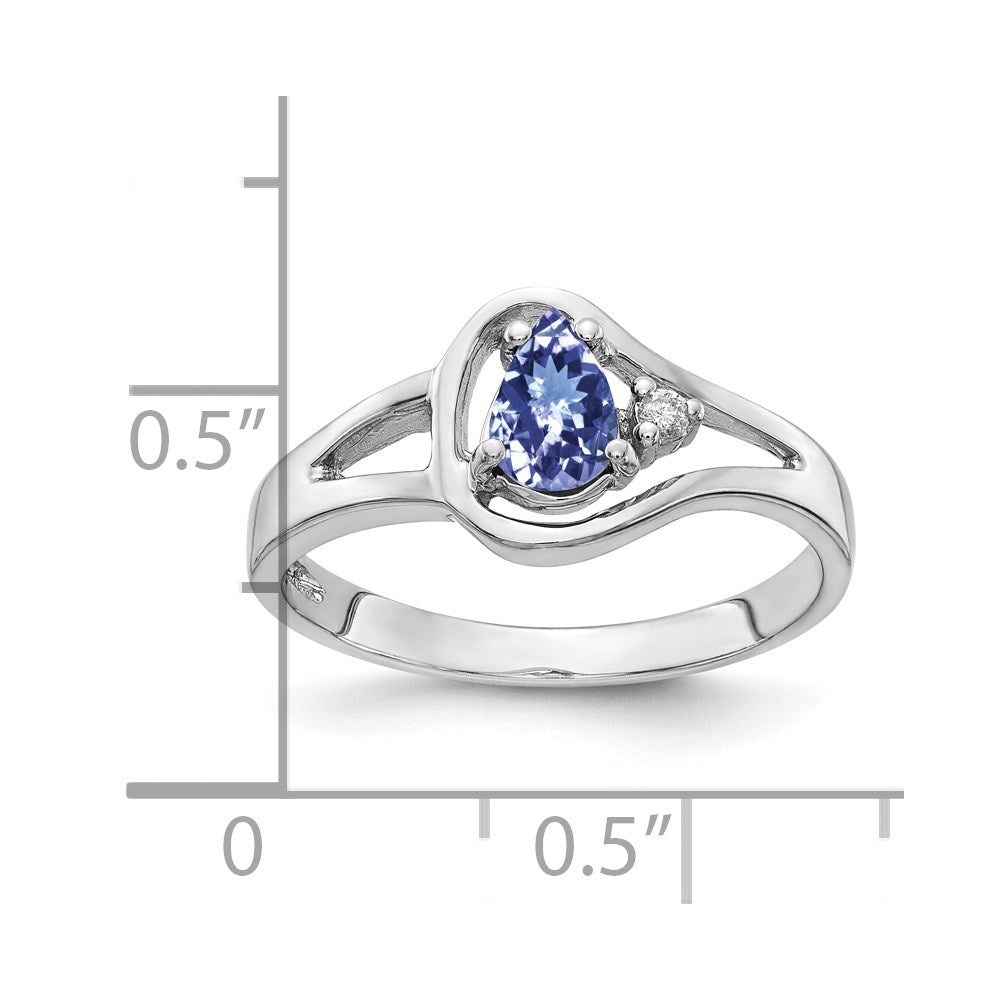 14k White Gold 6x Pear Tanzanite A Diamond ring