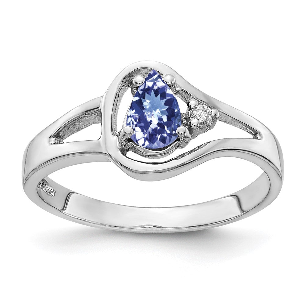 14k White Gold 6x Pear Tanzanite A Diamond ring