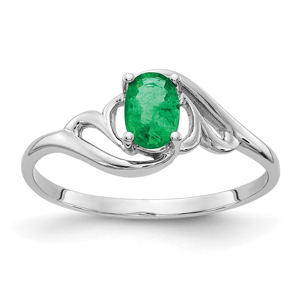 14k White Gold Emerald Ring