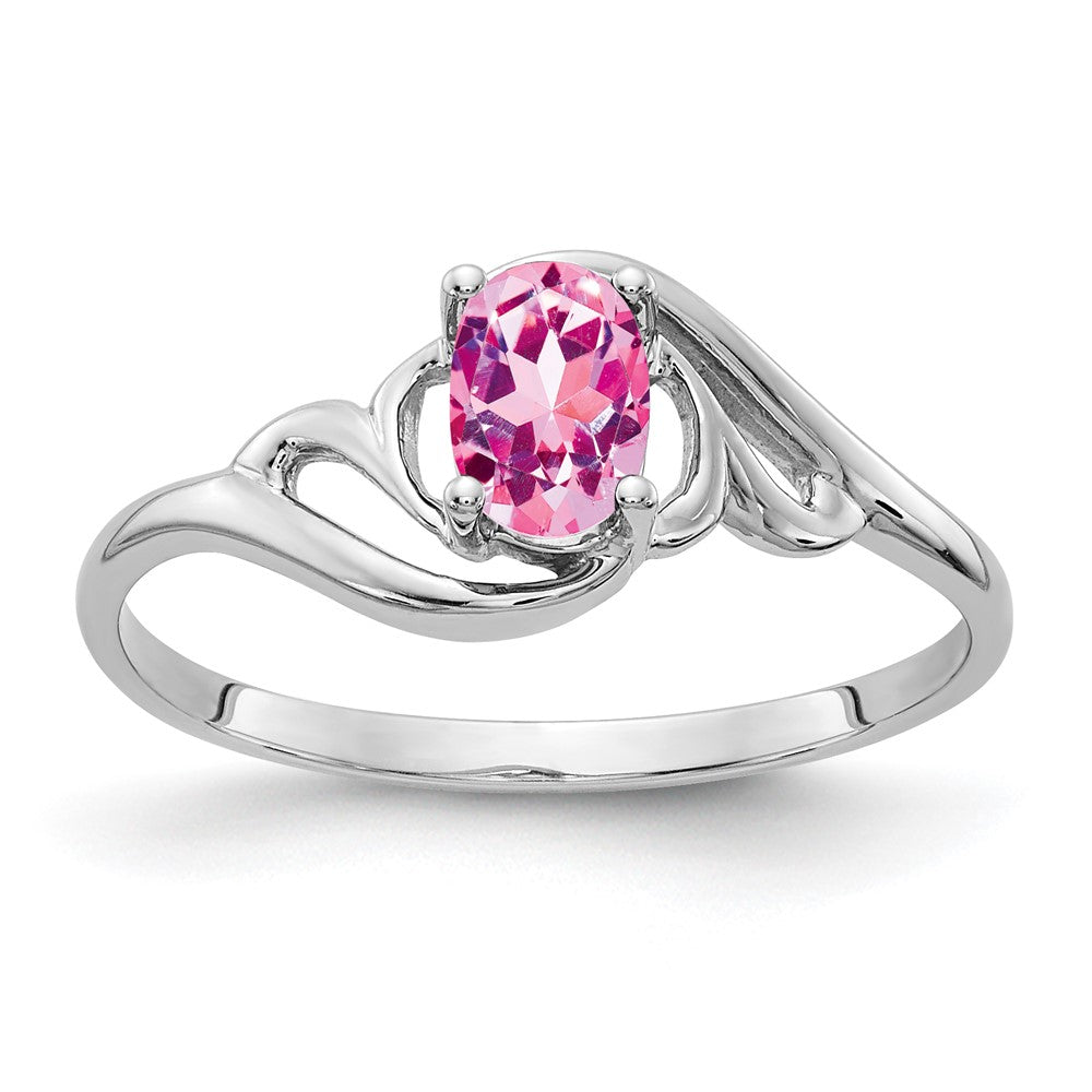 14k White Gold 6x Oval Pink Sapphire ring