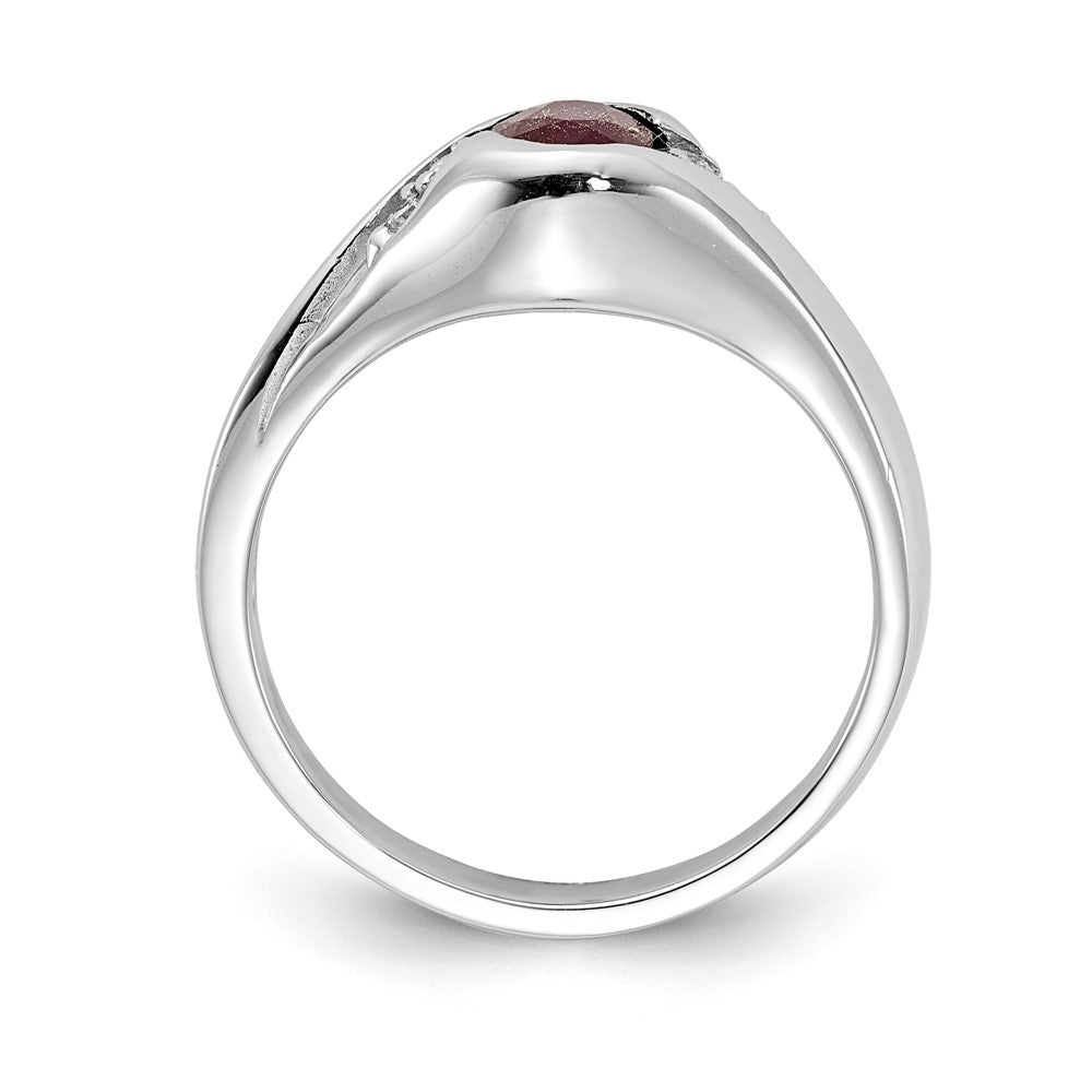 14k White Gold 6x Oval Ruby and 1/8 carat A Diamond Ring
