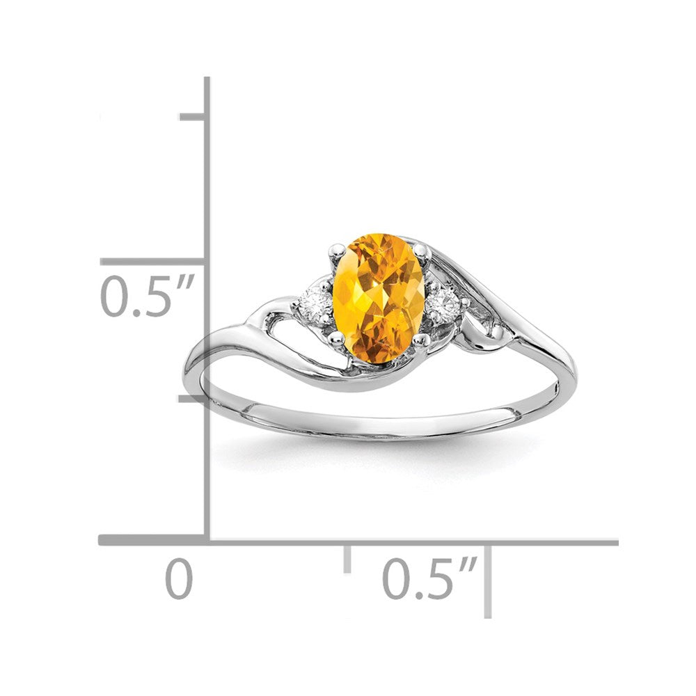 14k White Gold 6x Oval Citrine A Diamond ring