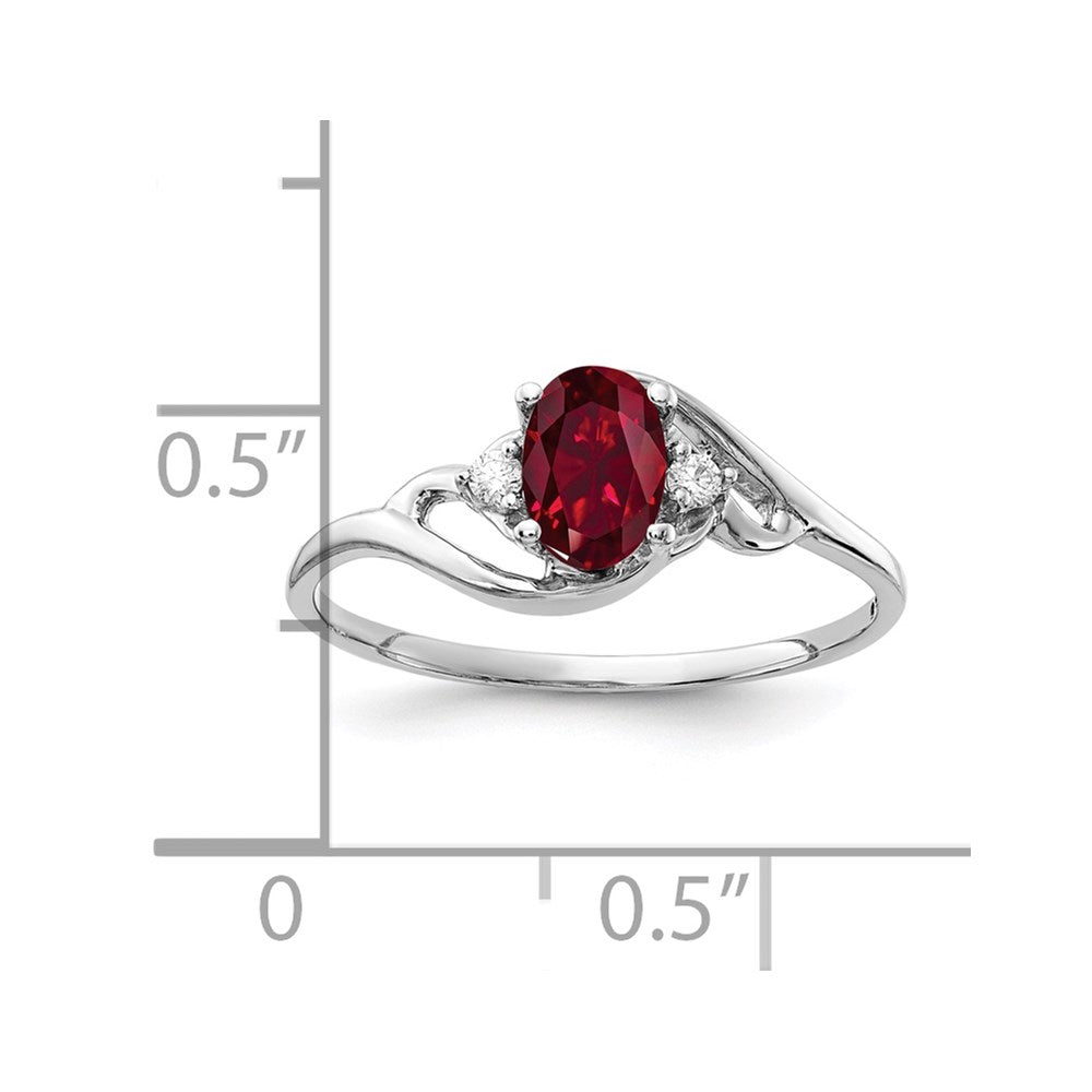 14k White Gold 6x Oval Lab-Created Ruby and AA Diamond Ring