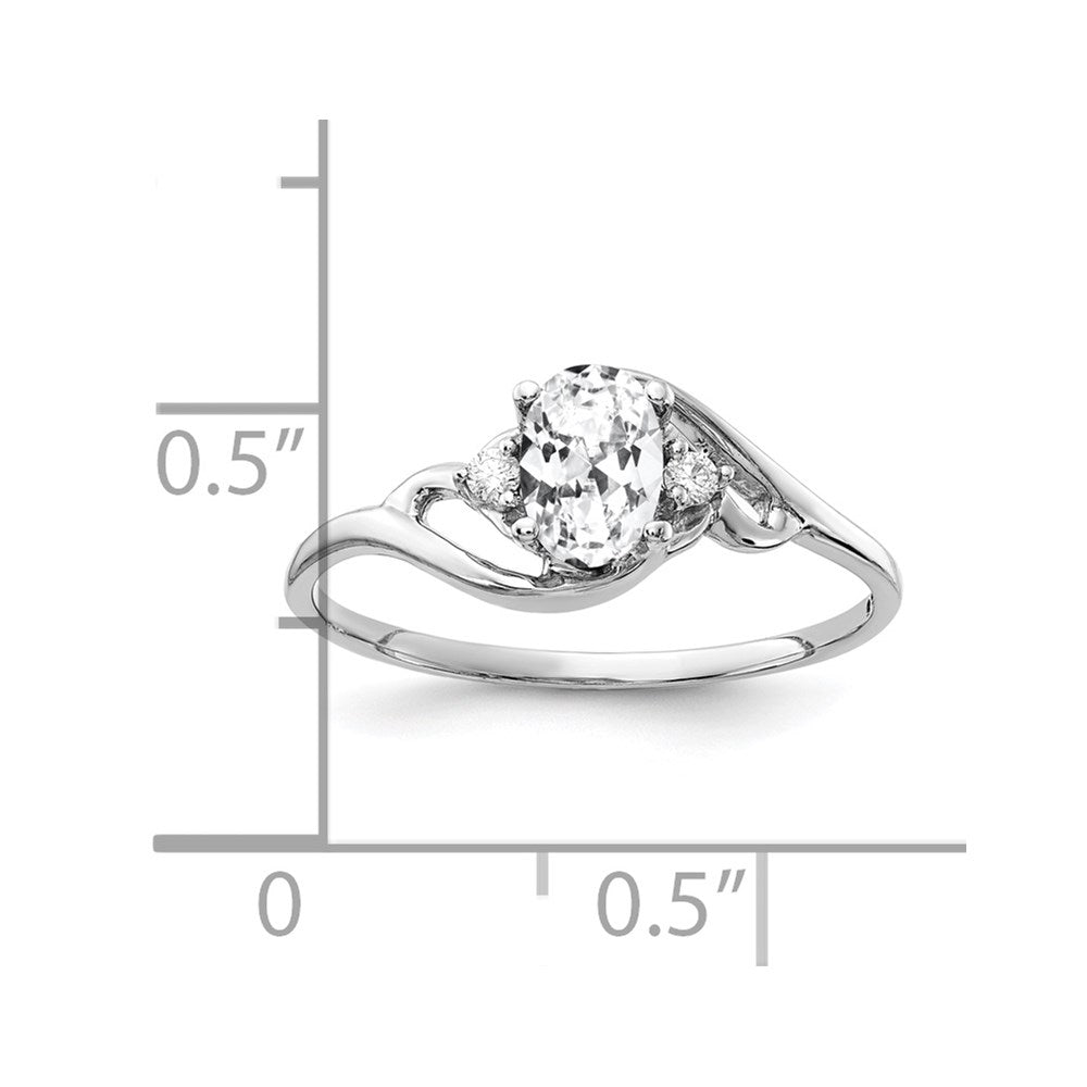 14k White Gold 6x Oval Cubic Zirconia AA Diamond Ring