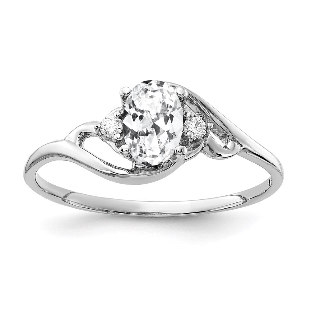 14k White Gold 6x Oval Cubic Zirconia AAA Diamond Ring