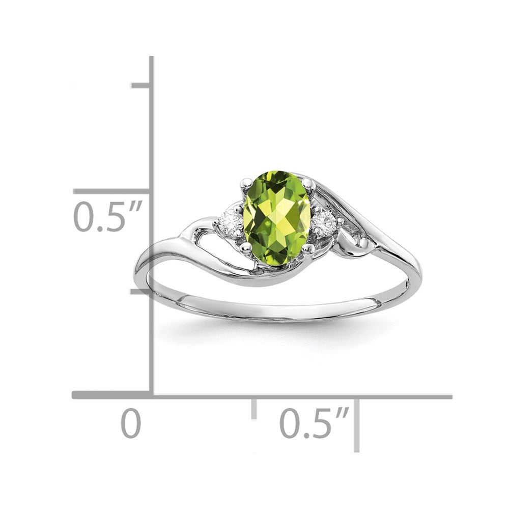 14k White Gold 6x Oval Peridot AA Diamond ring