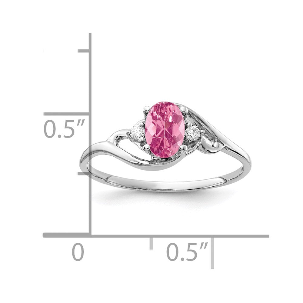 14k White Gold 6x Oval Pink Tourmaline A Diamond ring