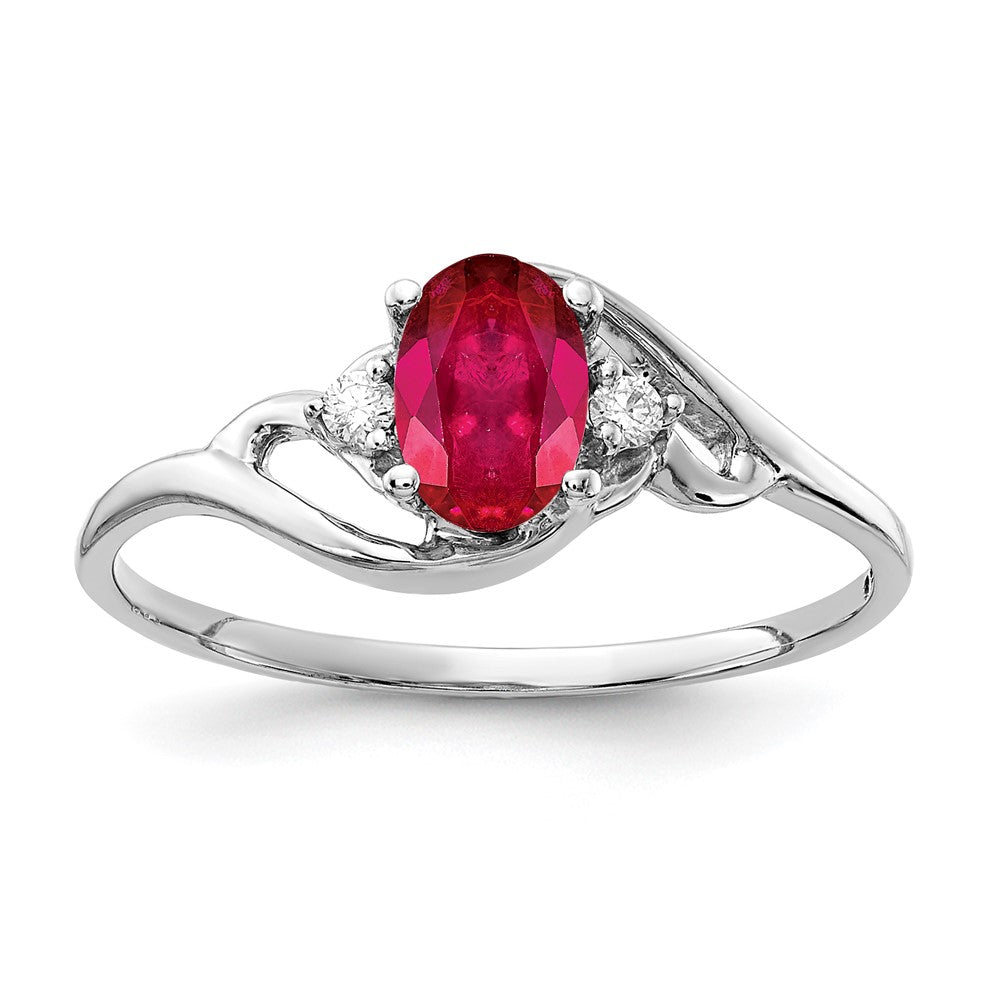 14k White Gold 6x Oval Ruby A Diamond ring