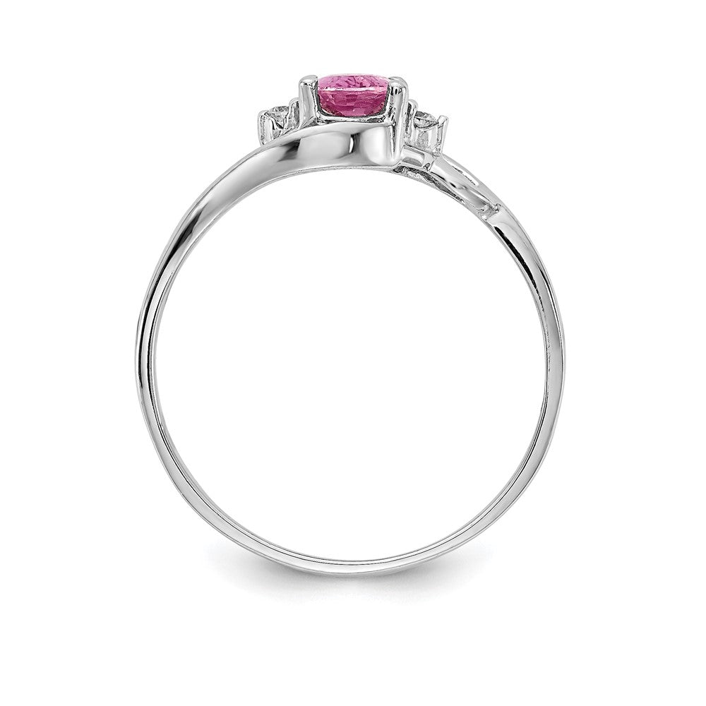 14k White Gold 6x Oval Pink Sapphire VS Diamond ring