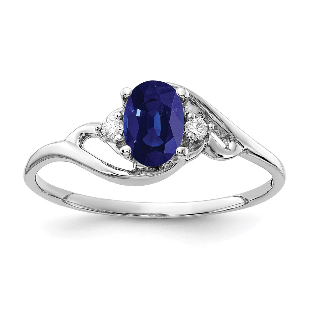 14k White Gold 6x Oval Sapphire A Diamond ring