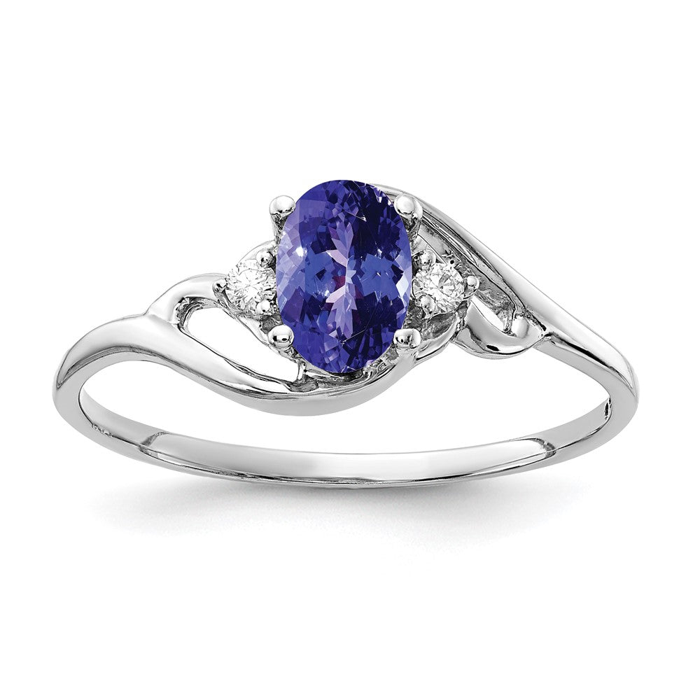 14k White Gold 6x Oval Tanzanite A Diamond ring