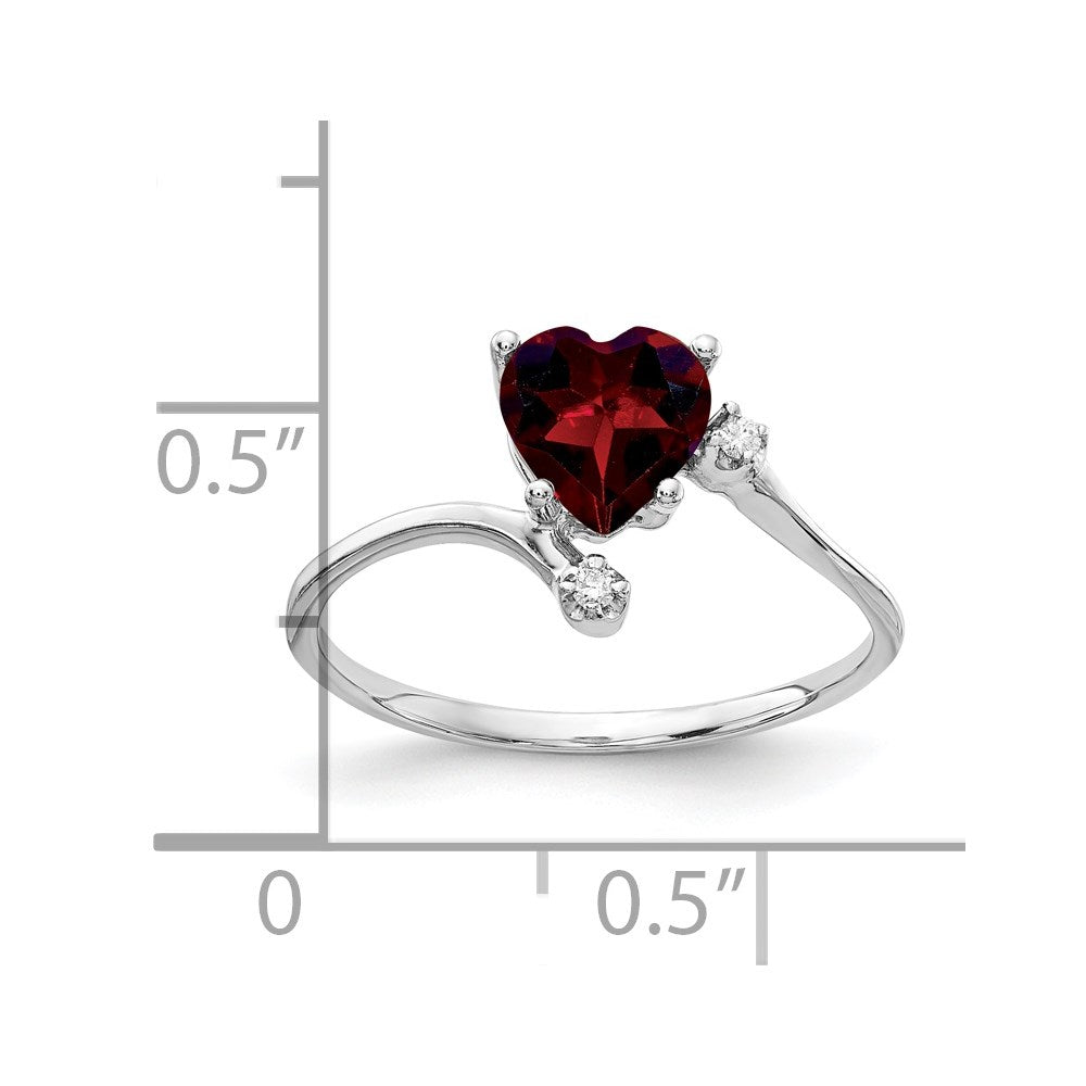 14k White Gold Heart Garnet AAA Diamond ring