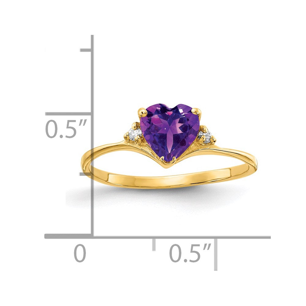 14k Heart Amethyst A Diamond ring