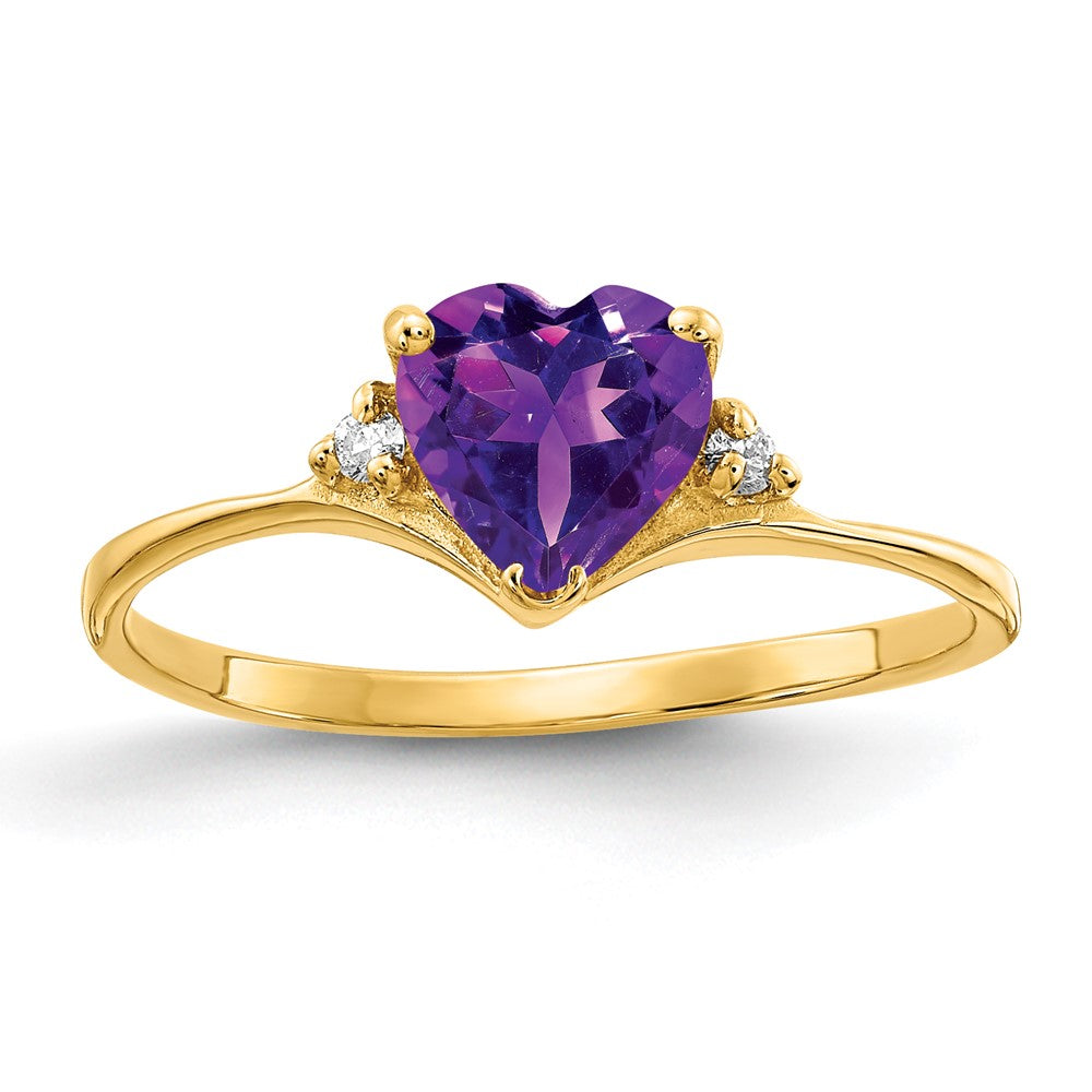 14k Heart Amethyst VS Diamond ring