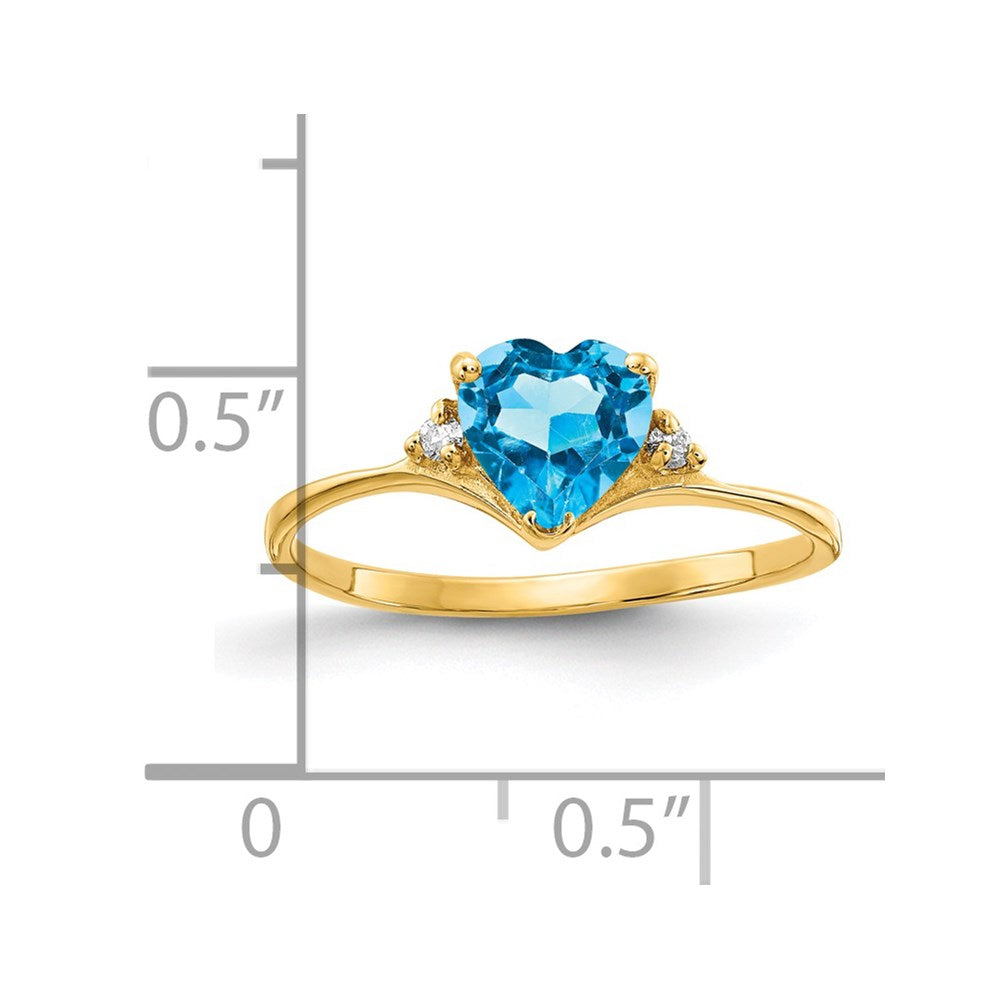 14k Heart Blue Topaz VS Diamond ring