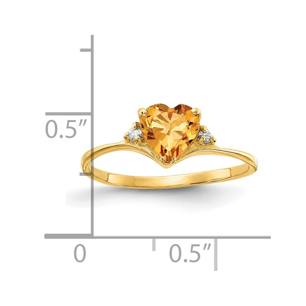 14k Heart Citrine A Diamond ring