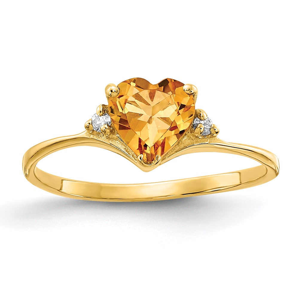14k Heart Citrine A Diamond ring