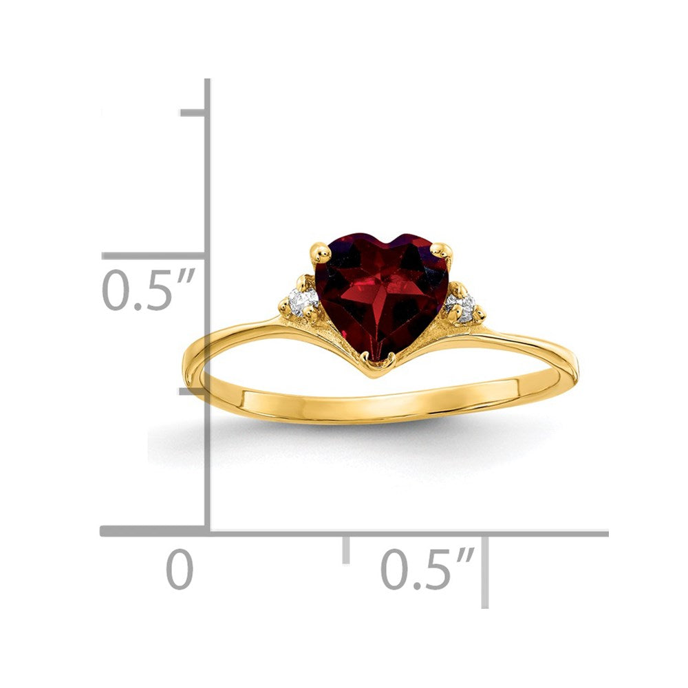 14k Heart Garnet AA Diamond ring