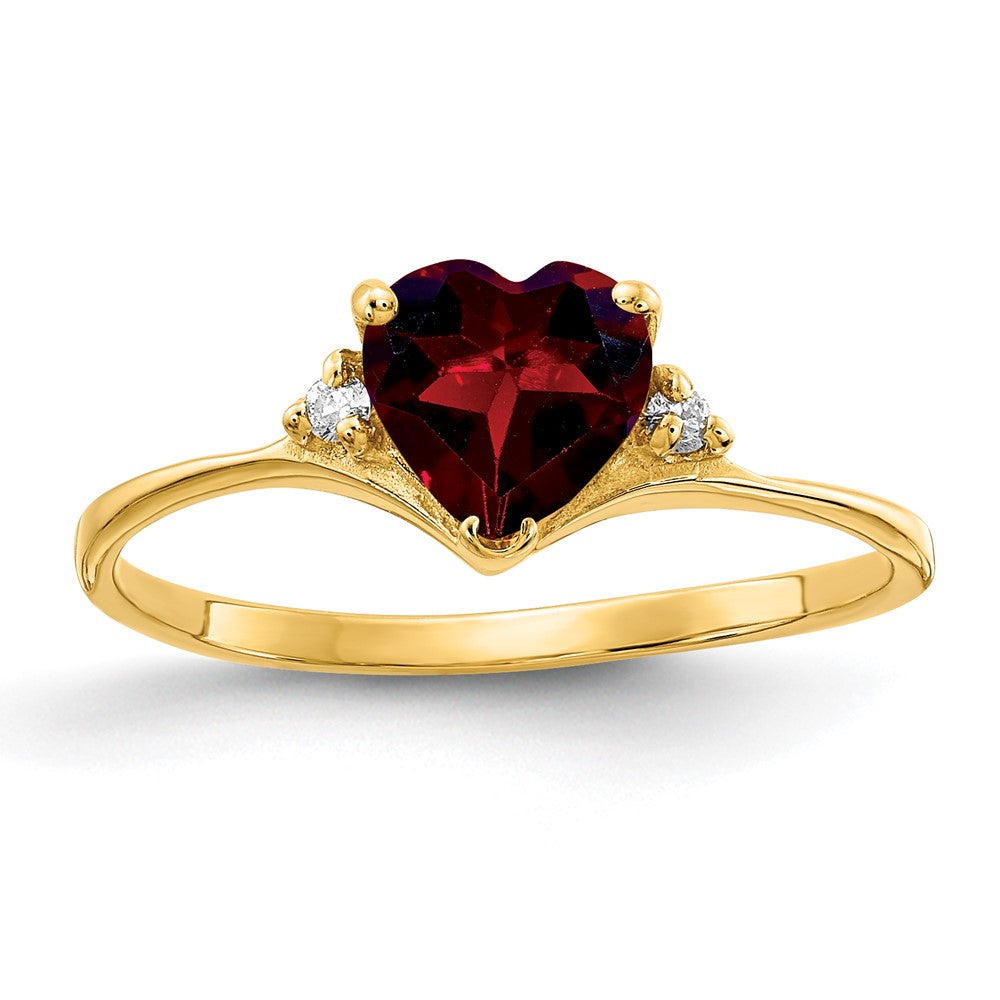 14k Heart Garnet AA Diamond ring