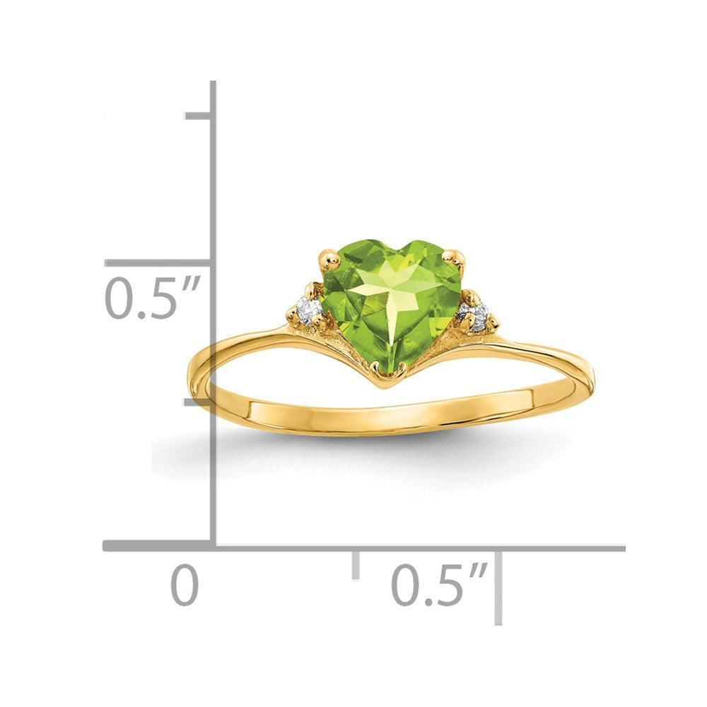 14k Heart Peridot A Diamond ring