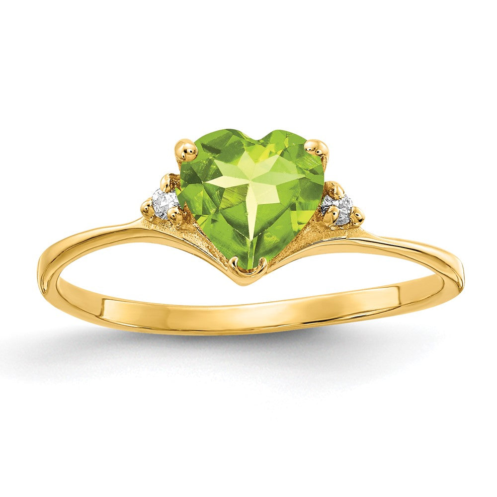 14k Heart Peridot A Diamond ring