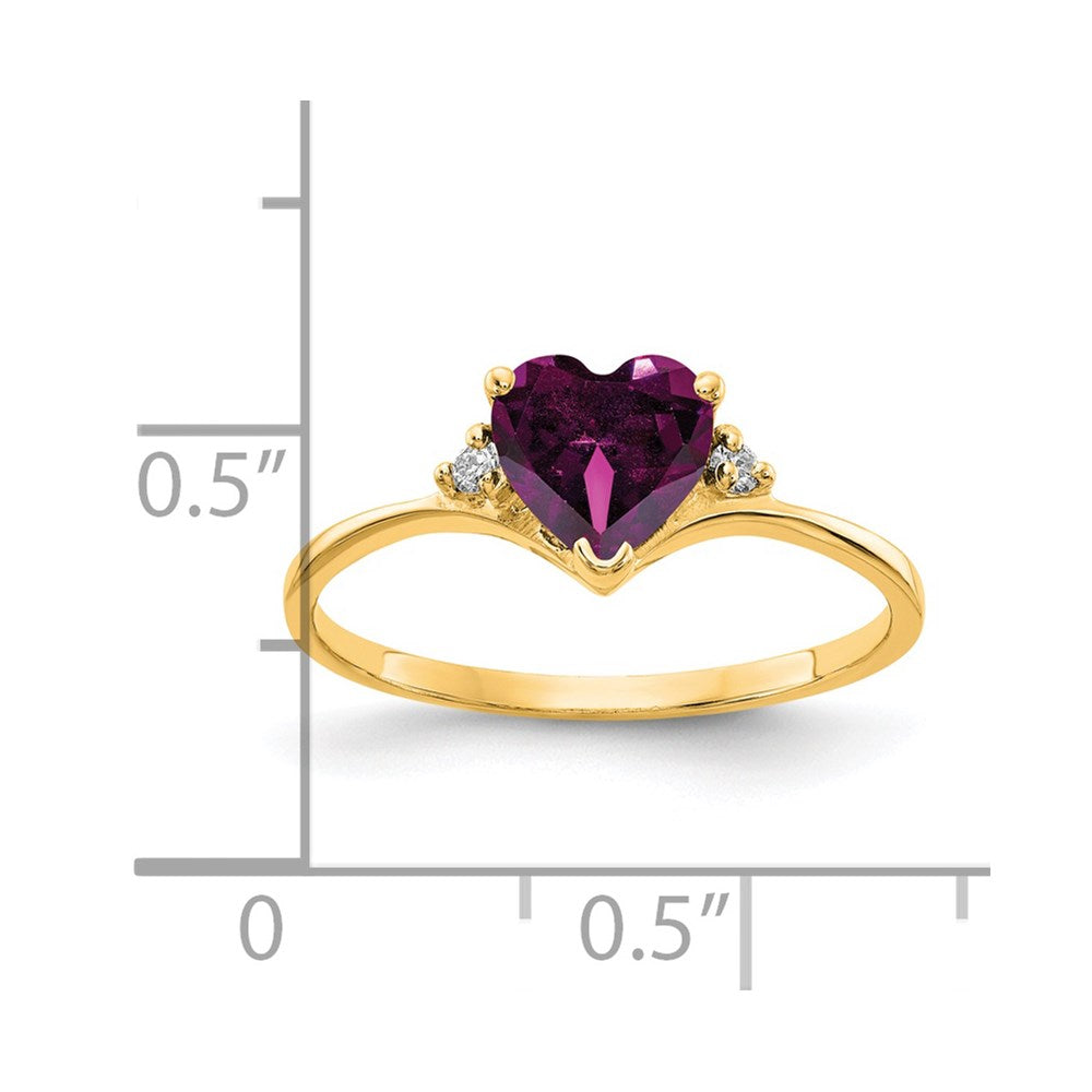 14k Heart Rhodolite Garnet A Diamond ring