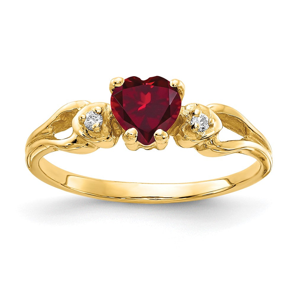 14k Heart Created Ruby A Diamond ring