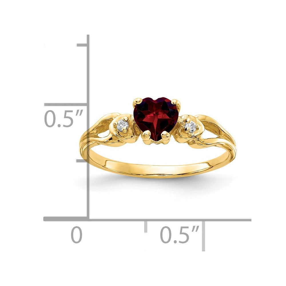 14k Heart Garnet and AAA Diamond Ring