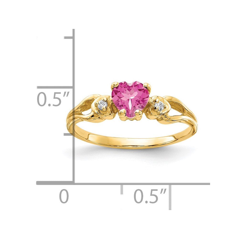 14k Heart Pink Tourmaline A Diamond ring