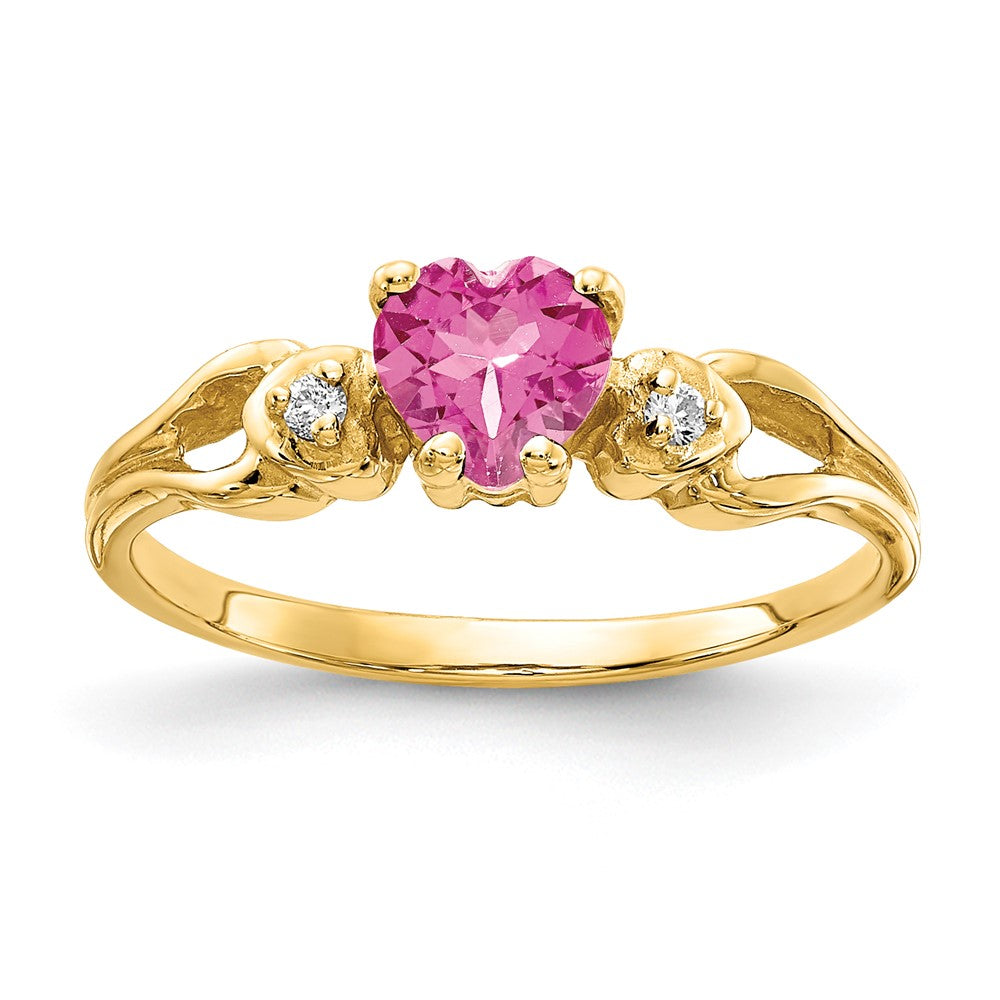 14k Heart Pink Tourmaline A Diamond ring