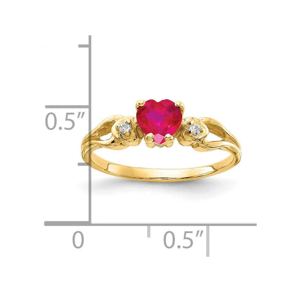 14k Heart Ruby A Diamond ring