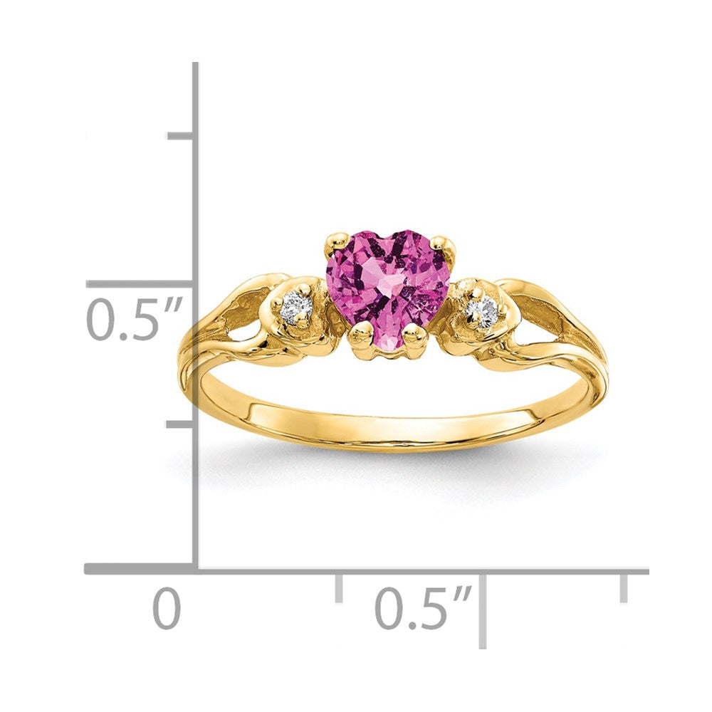 14k Heart Pink Sapphire and VS Diamond Ring