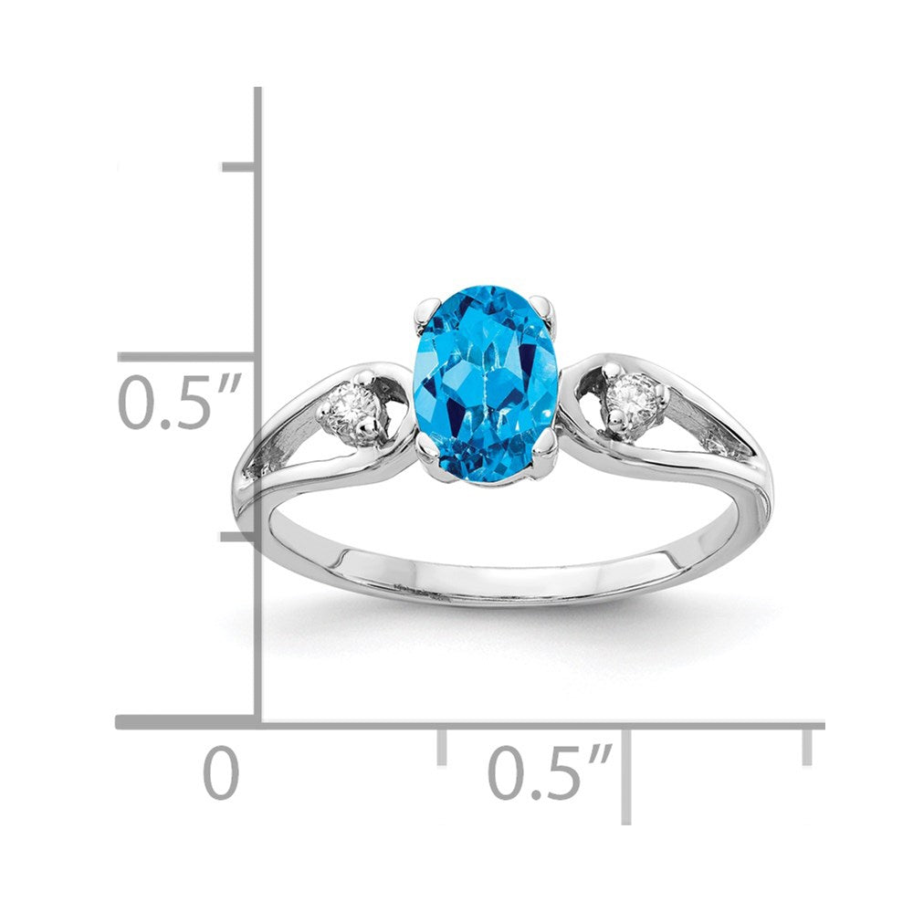 14k White Gold 7x Oval Blue Topaz A Diamond ring