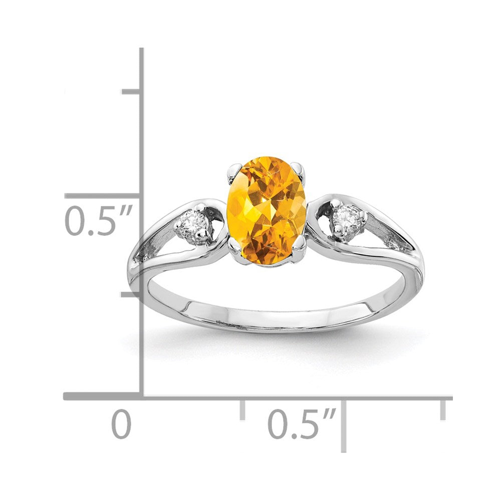 14k White Gold 7x Oval Citrine A Diamond ring