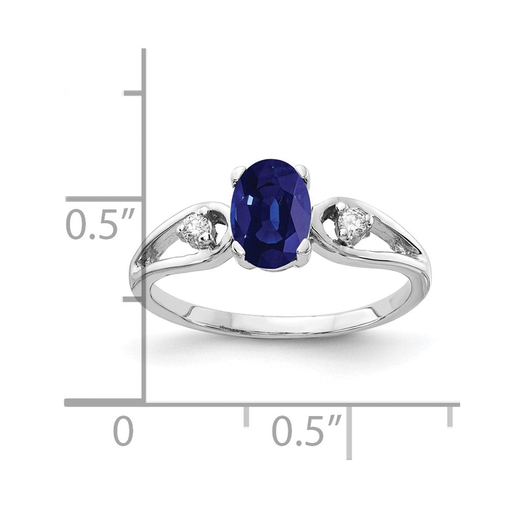 14k White Gold 7x Oval Sapphire A Diamond ring