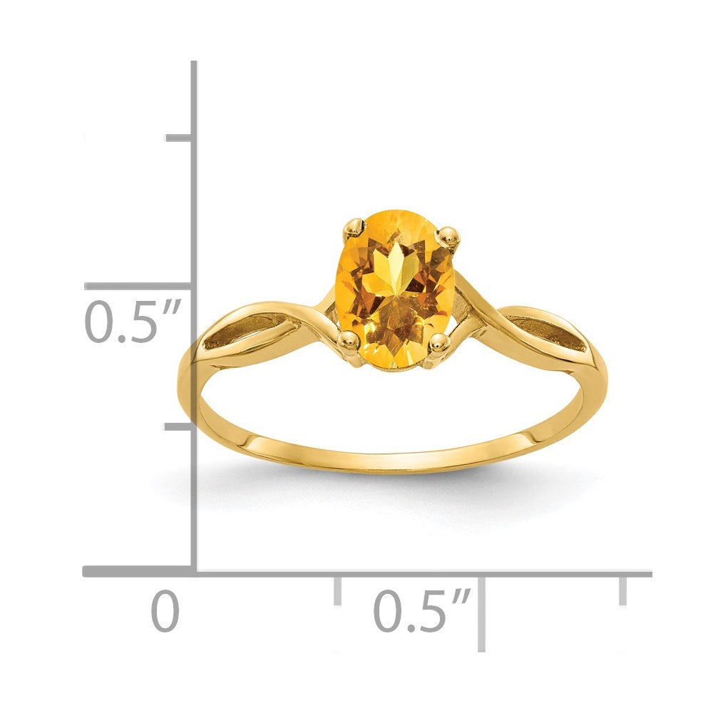 14k 7x Oval Citrine Twist Ring