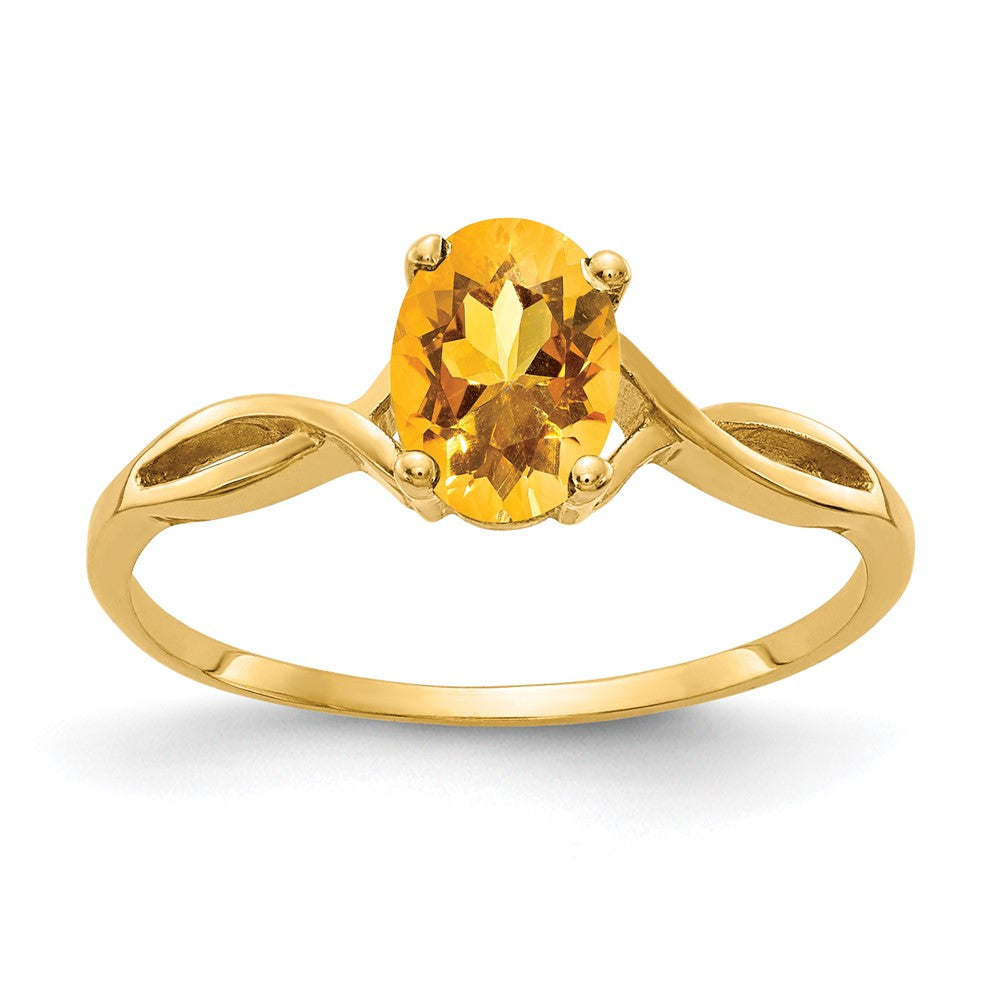 14k 7x Oval Citrine Twist Ring
