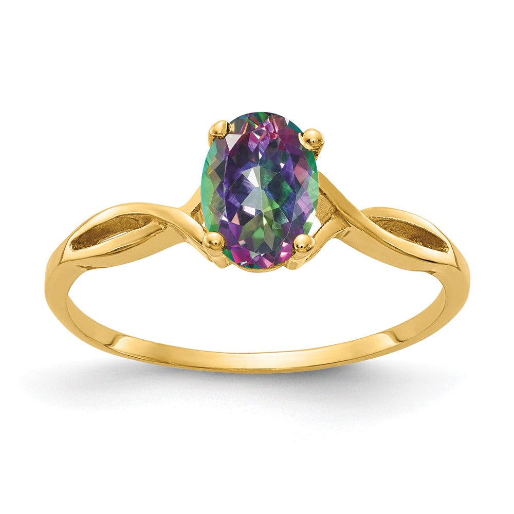 14k 7x Oval Fire Topaz Ring