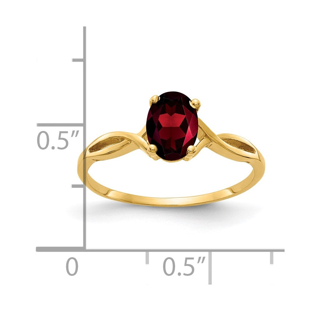 14k 7x Oval Garnet Twist Ring