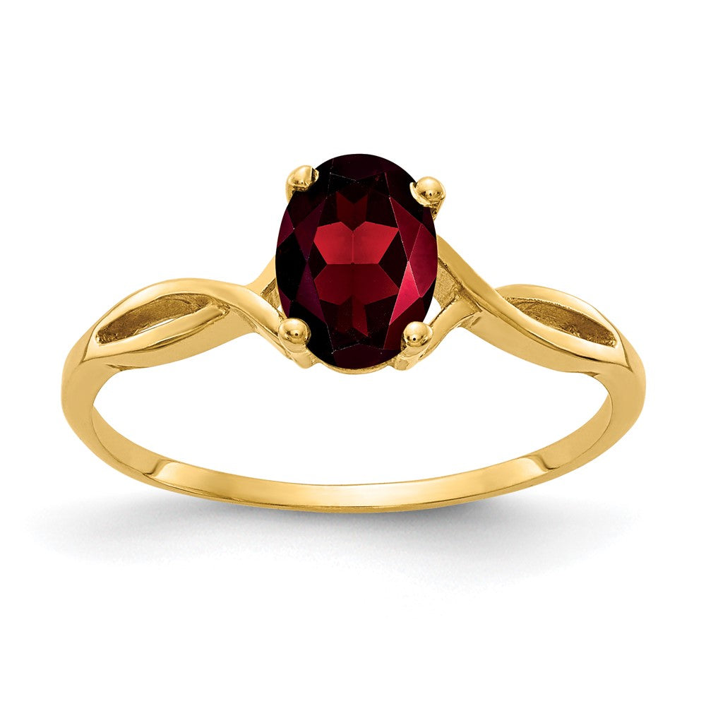 14k 7x Oval Garnet Twist Ring