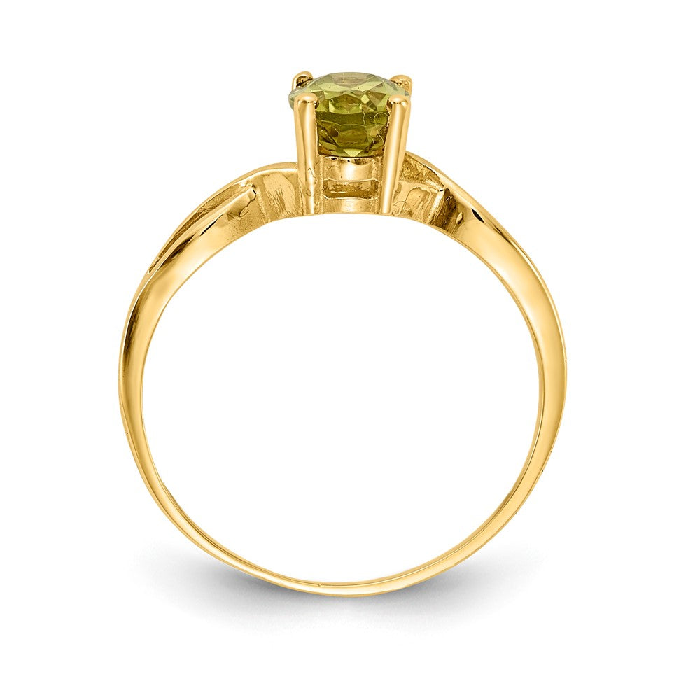 14k 7x Oval Peridot Twist Ring