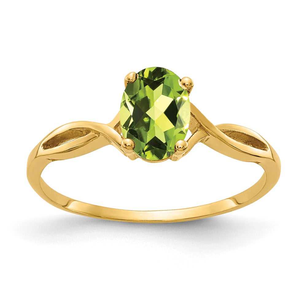 14k 7x Oval Peridot Twist Ring