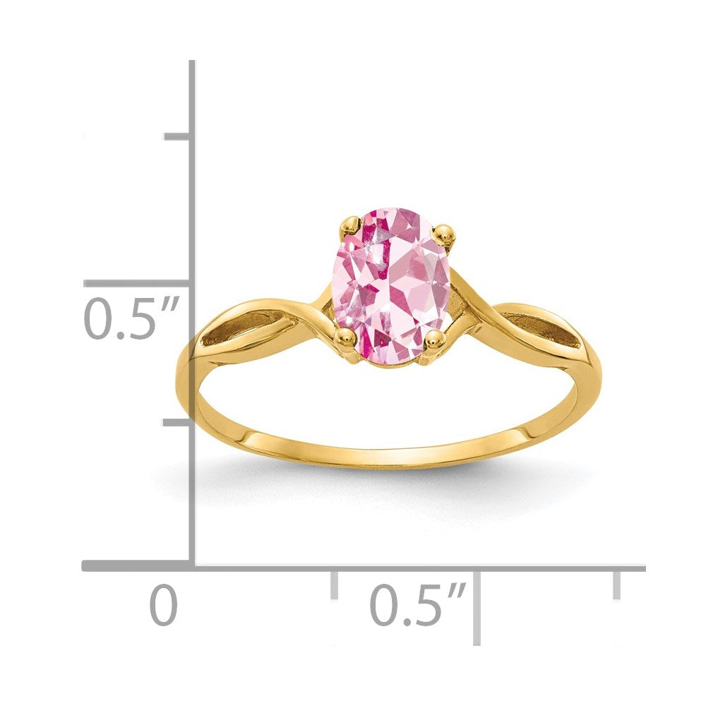 14k 7x Oval Pink Tourmaline Ring