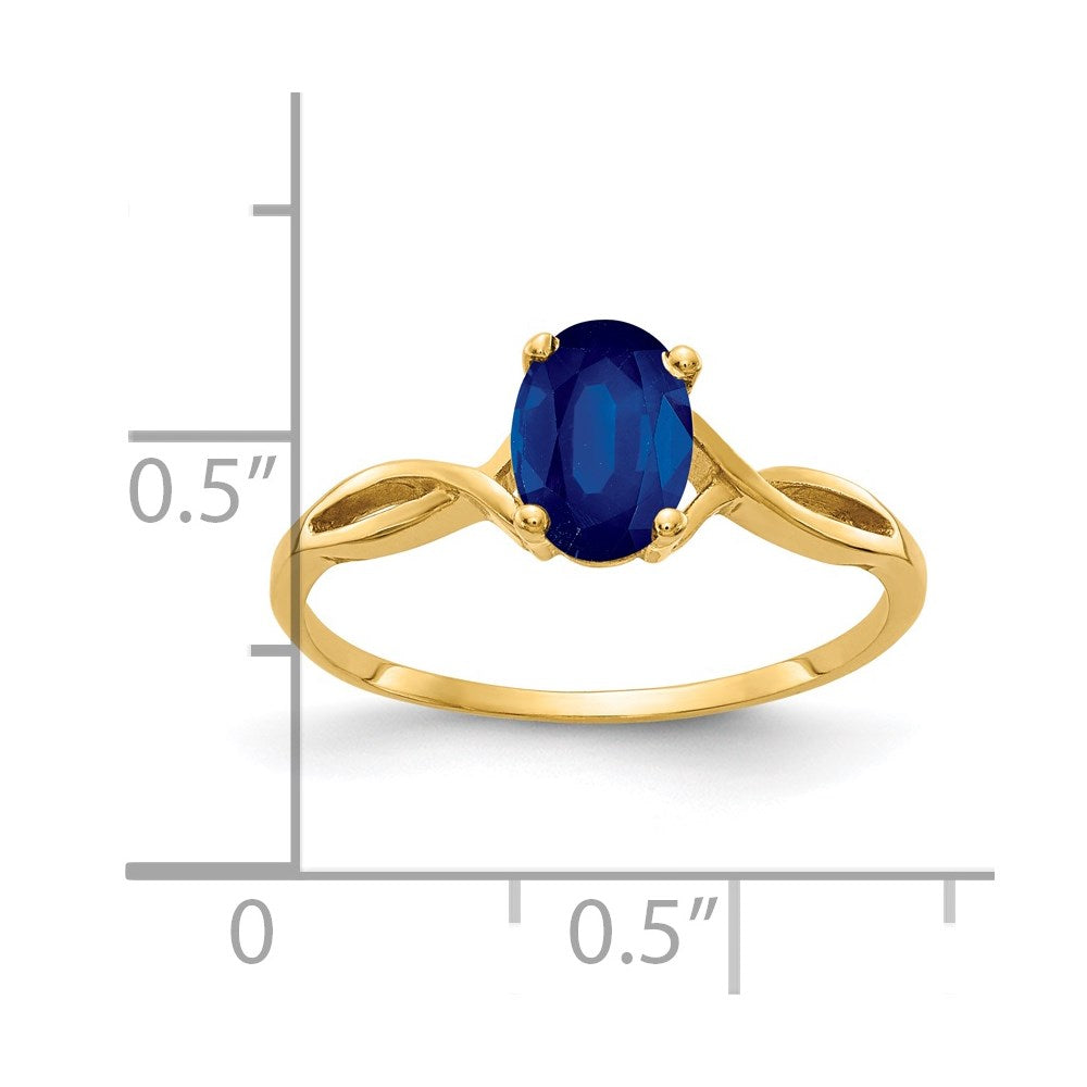 14k 7x Oval Blue Sapphire Ring