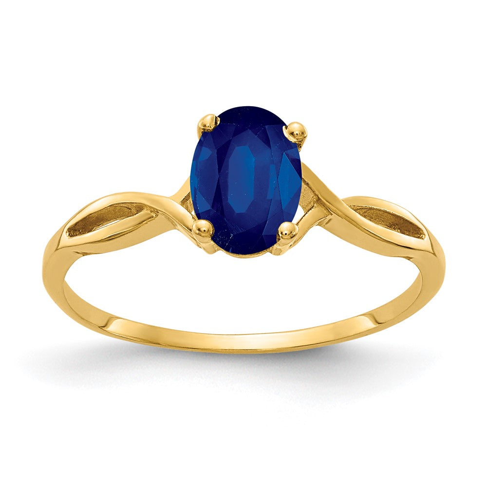 14k 7x Oval Blue Sapphire Ring