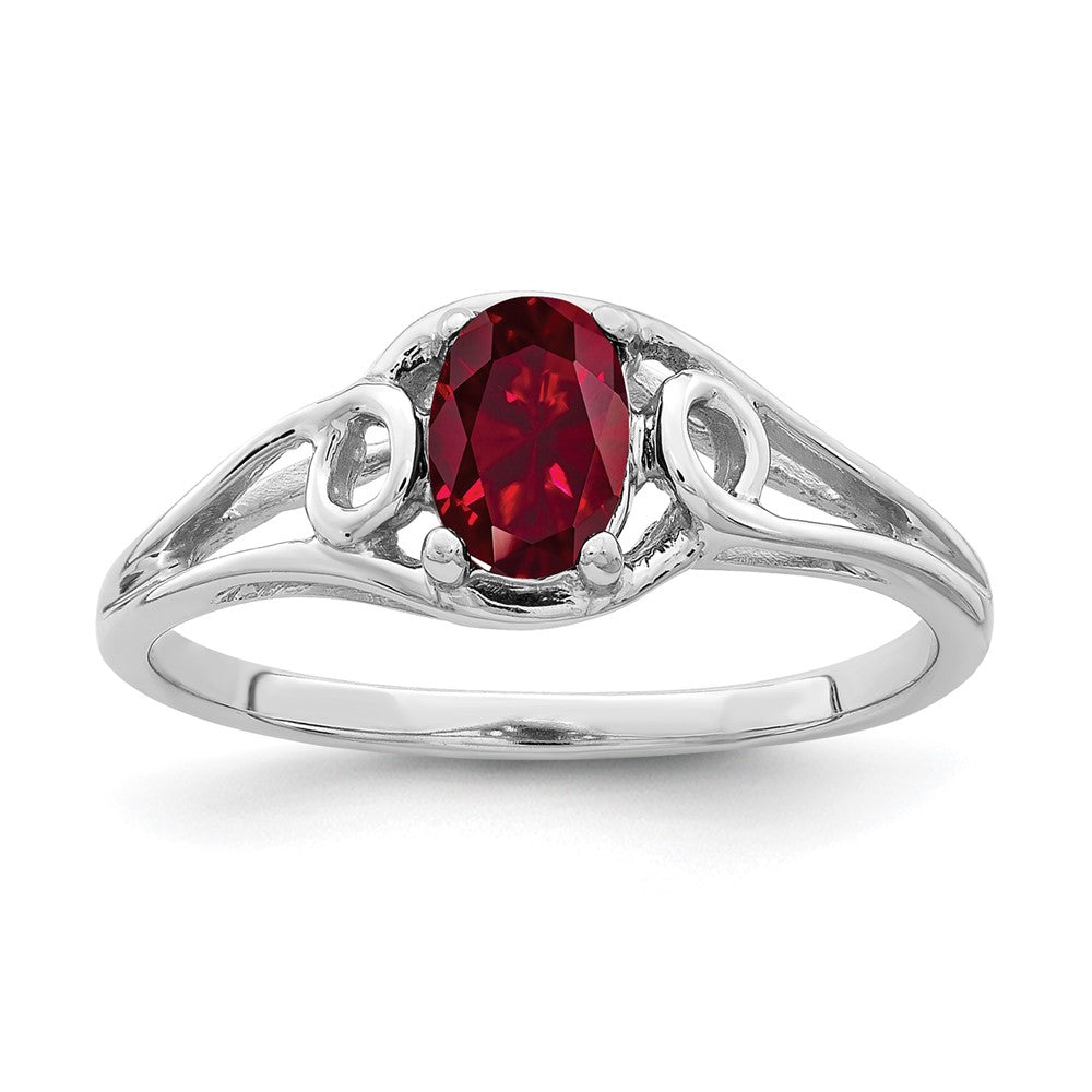 14k White Gold 7x Oval Created Ruby ring