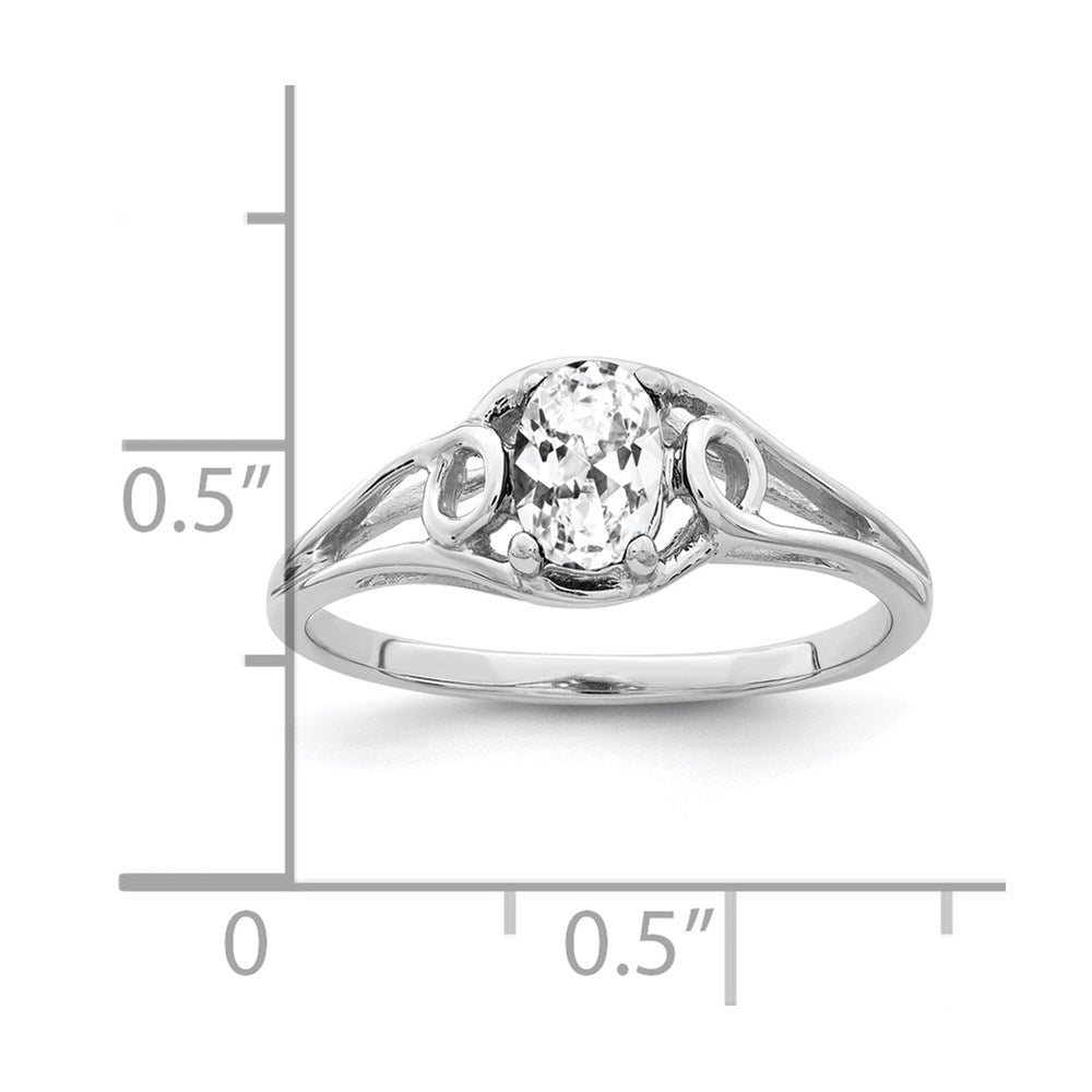 14k White Gold 7x Oval Cubic Zirconia ring