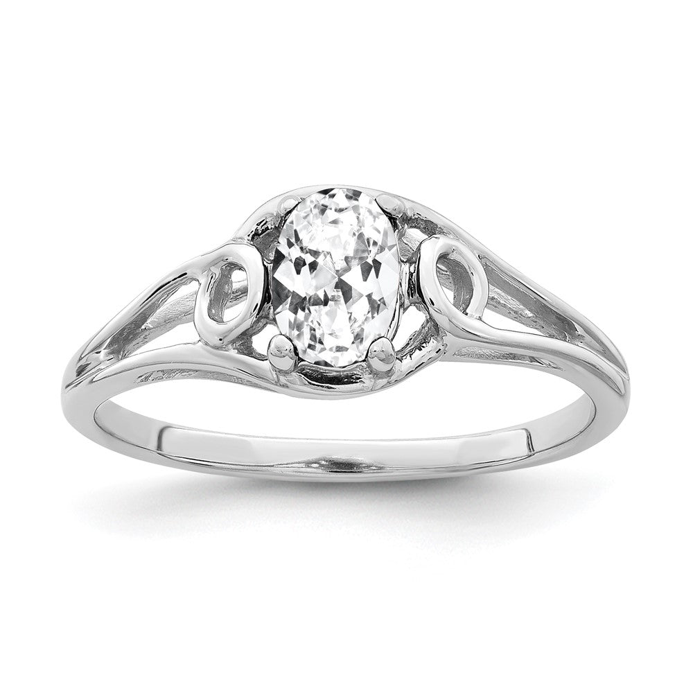 14k White Gold 7x Oval Cubic Zirconia ring