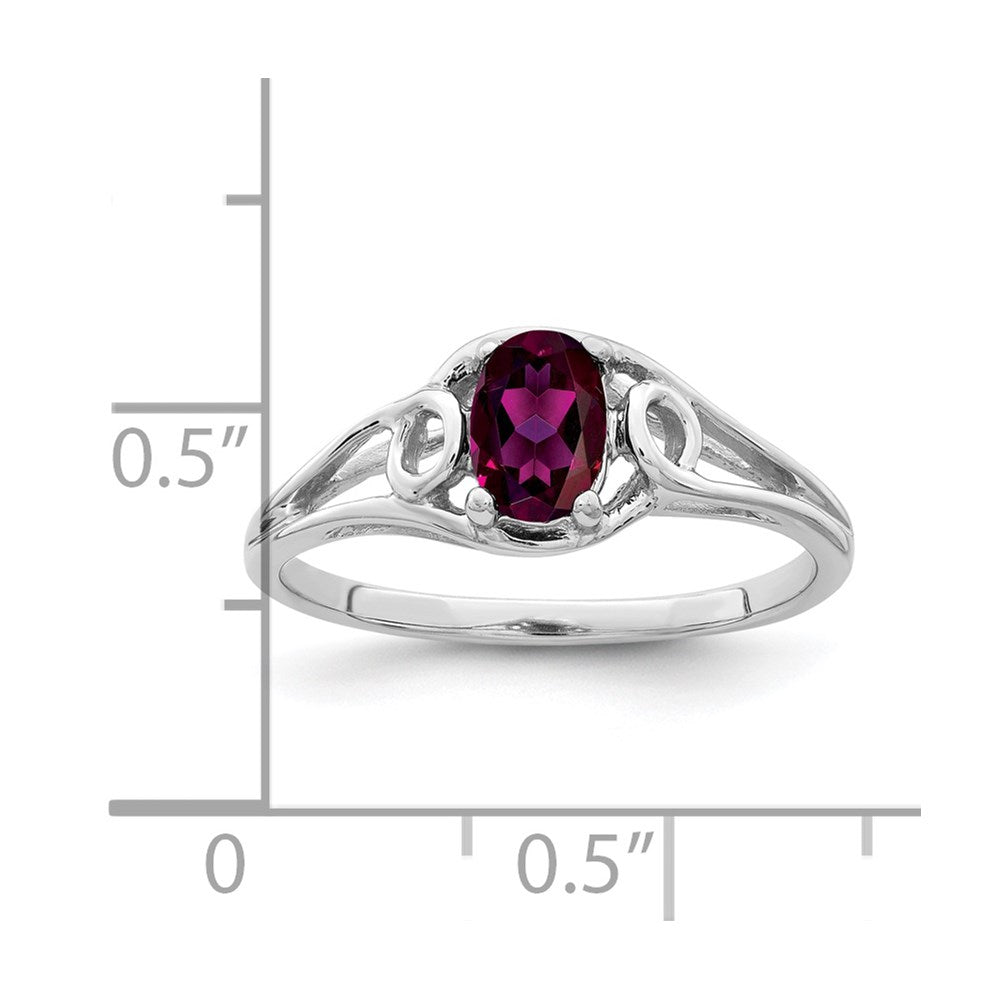 14k White Gold 7x Oval Rhodolite Garnet ring