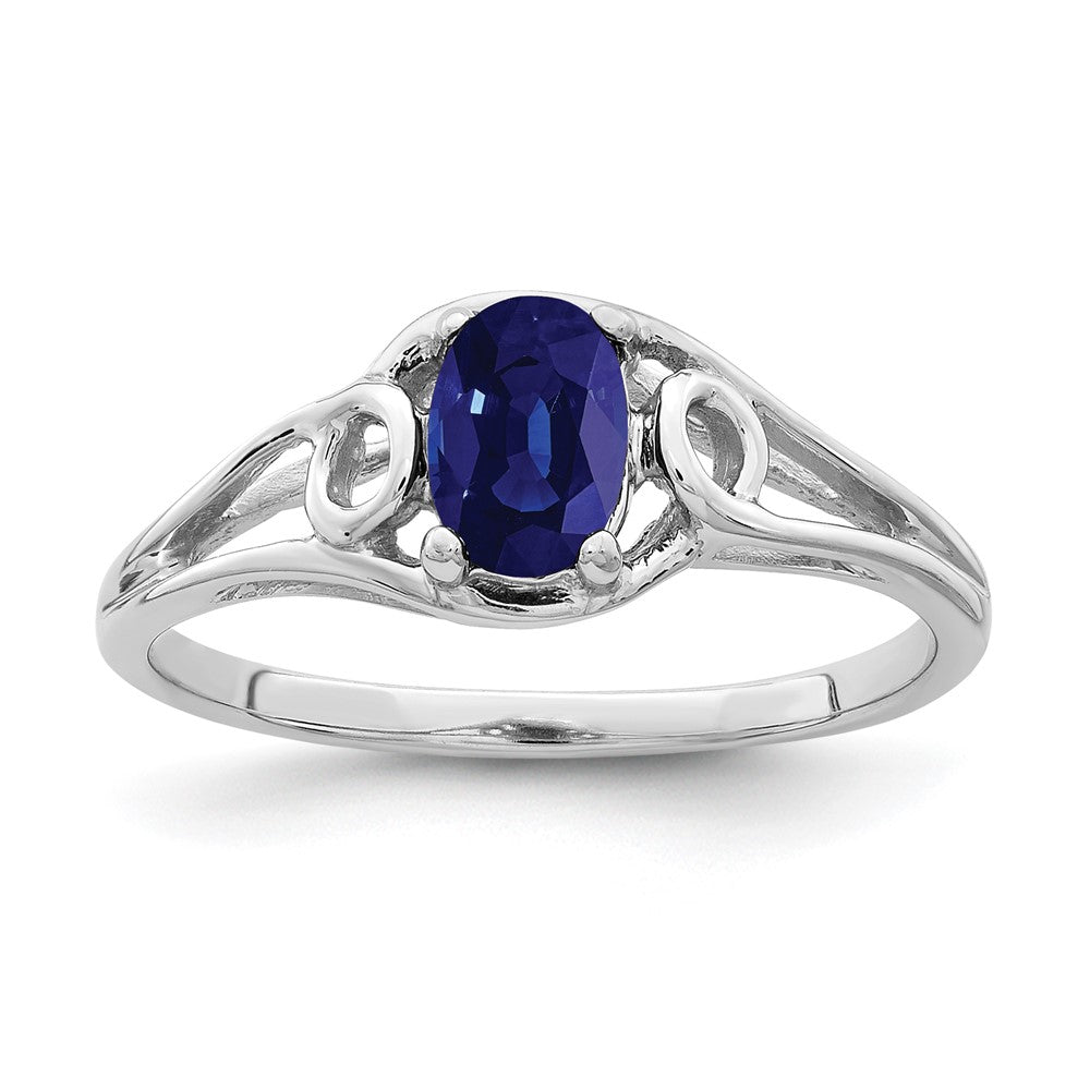 14k White Gold 7x Oval Sapphire ring